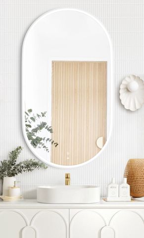 LED Noosa 1200(W)x750(H) White Metal Frame Mirror- Install Horizontal or Vertical — detail 2