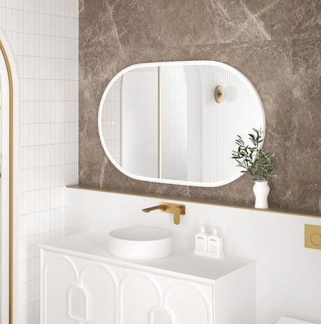 LED Noosa 1200(W)x750(H) White Metal Frame Mirror- Install Horizontal or Vertical — detail 3