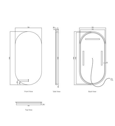 LED Noosa 1500(W)x750(H) Frameless Tuffi Mirror - Install Horizontal or Vertical — detail 6
