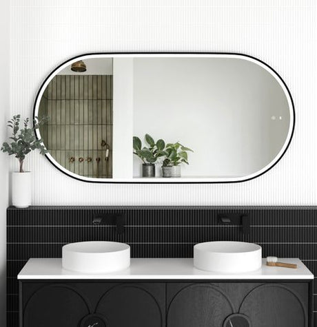 LED Noosa 1500(W)x750(H) Black Metal Frame Tuffi Mirror- Install Horizontal or Vertical