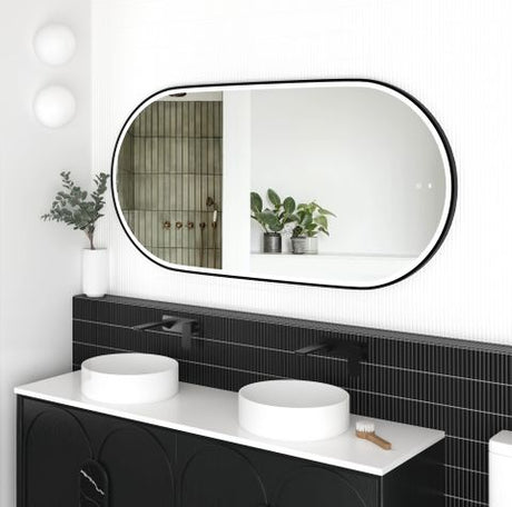 LED Noosa 1500(W)x750(H) Black Metal Frame Tuffi Mirror- Install Horizontal or Vertical — detail 2