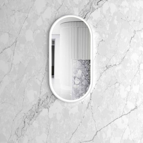 LED Noosa 900(H)x450(W) White Metal Frame Tuffi Mirror