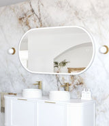 LED Noosa 1500(W)x750(H) White Metal Frame Mirror- Install Horizontal or Vertical — detail 2