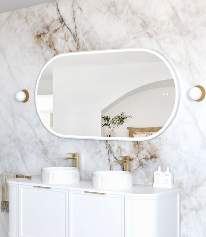 LED Noosa 1500(W)x750(H) White Metal Frame Mirror- Install Horizontal or Vertical — detail 2