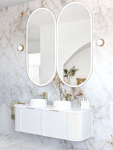 LED Noosa 1500(W)x750(H) White Metal Frame Mirror- Install Horizontal or Vertical — detail 3