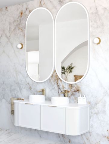 LED Noosa 1500(W)x750(H) White Metal Frame Mirror- Install Horizontal or Vertical — detail 3