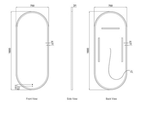 LED Noosa 1800(W)x750(H) Gold Metal Frame Mirror- Install Horizontal or Vertical — detail 2