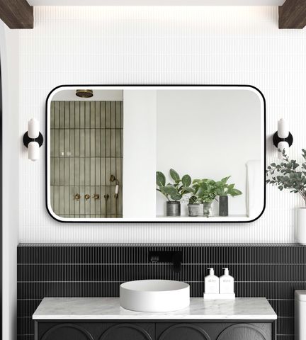 LED Newport 1200(W)x750(H) Black Metal Frame Tuffi Mirror- Install Horizontal or Vertical