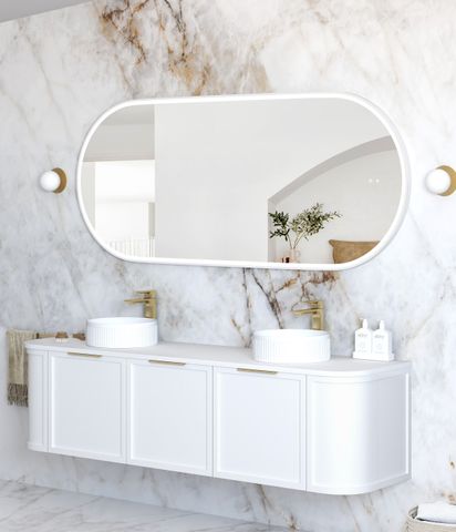 LED Noosa 1800(W)x750(H) White Metal Frame Mirror- Install Horizontal or Vertical — detail 2