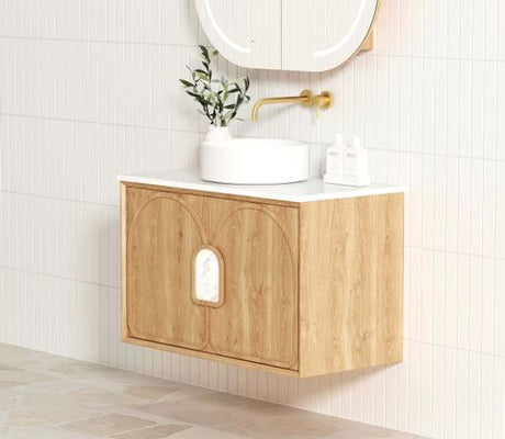 Laguna Mark II 900mm Woodland Oak Wall Hung Cabinet Only — detail 3