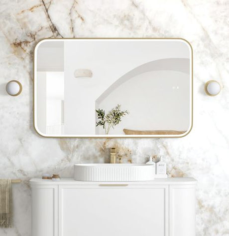 LED Newport 1200(W)x750(H) Gold Metal Frame Tuffi Mirror- Install Horizontal or Vertical