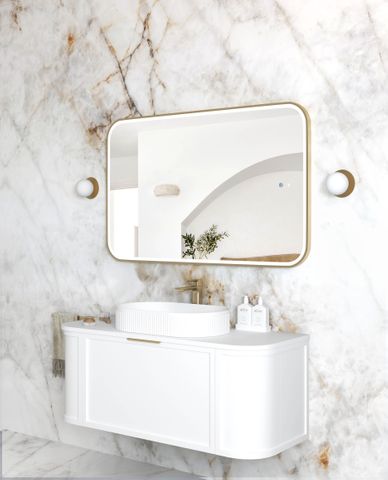 LED Newport 1200(W)x750(H) Gold Metal Frame Tuffi Mirror- Install Horizontal or Vertical — detail 2