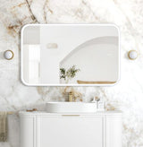 LED Newport 1200(W)x750(H) White Metal Frame Tuffi Mirror- Install Horizontal or Vertical