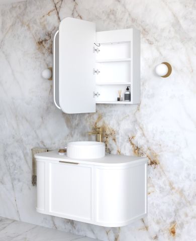 LED Newport 900(W)x750(H) White Shaving Cabinet - Premium Edition — detail 2