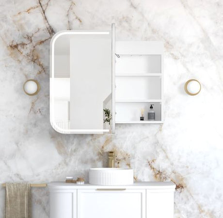 LED Newport 900(W)x750(H) White Shaving Cabinet - Premium Edition — detail 3