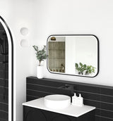 LED Newport 900(H)x600(W) Black Metal Frame Tuffi Mirror- Install Horizontal or Vertical — detail 2