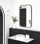 LED Newport 900(H)x600(W) Black Metal Frame Tuffi Mirror- Install Horizontal or Vertical — detail 4