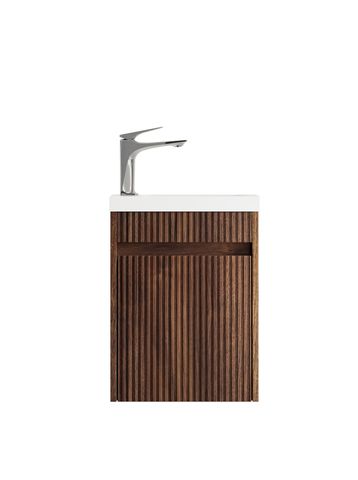 Mini Ensuite Vanity 400mm Sable Walnut Fluted Vanity (with Basin) — detail 3