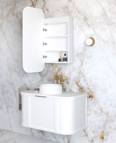 LED Newport 900(H)x450(W) White Shaving Cabinet - Premium Edition — detail 2