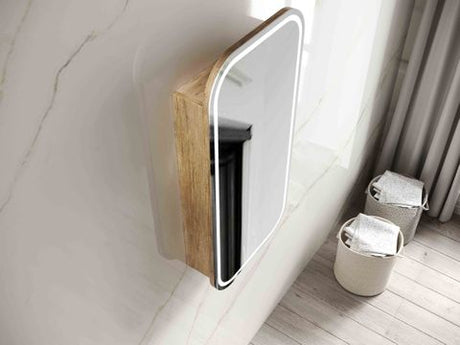 LED Newport 900(H)x450(W) Natural Oak Shaving Cabinet - Premium Edition — detail 3