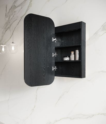 LED Newport 900(H)x450(W) Black Oak Shaving Cabinet - Premium Edition — detail 2