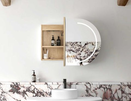 LED Bondi 900(W)x600(H) Natural Oak Shaving Cabinet - Premium Edition — detail 3