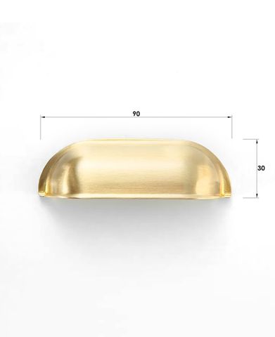 Newport - 90mm Brushed Brass Handle (Premium Solid Brass Construction) — detail 3