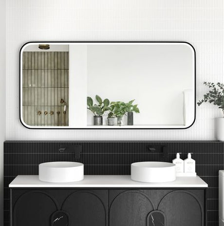 LED Newport 1500(W)x750(H) Black Metal Frame Tuffi Mirror- Install Horizontal or Vertical