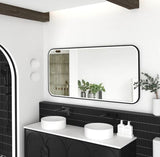 LED Newport 1500(W)x750(H) Black Metal Frame Tuffi Mirror- Install Horizontal or Vertical — detail 2
