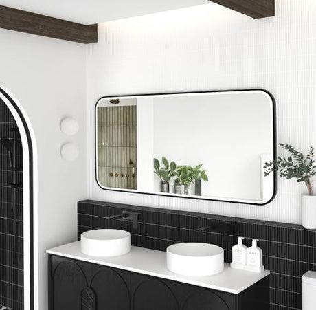 LED Newport 1500(W)x750(H) Black Metal Frame Tuffi Mirror- Install Horizontal or Vertical — detail 2