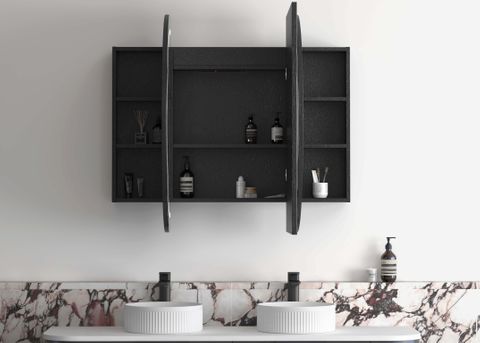 LED Bondi 1500(W)x900(H) Black Oak Shaving Cabinet - Premium Edition — detail 2