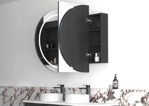 LED Bondi 1500(W)x900(H) Black Oak Shaving Cabinet - Premium Edition — detail 3