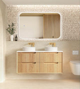 Byron Fluted 1200mm Woodland Oak Wall Hung Cabinet Only with Four Drawers