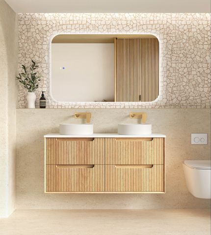 Byron Fluted 1200mm Woodland Oak Wall Hung Cabinet Only with Four Drawers