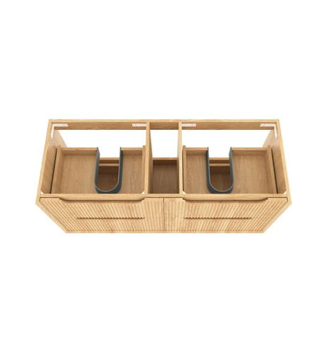Byron Fluted 1200mm Woodland Oak Wall Hung Cabinet Only with Four Drawers — detail 6