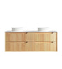 Byron Fluted 1500mm Woodland Oak Wall Hung Vanity with Cloudy Carrara Top