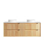 Byron Fluted 1500mm Woodland Oak Wall Hung Vanity with Natural Carrara Marble Top
