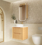 Byron Fluted 600mm Woodland Oak Wall Hung Cabinet Only — detail 2