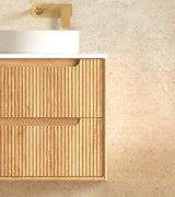 Byron Fluted 600mm Woodland Oak Wall Hung Cabinet Only — detail 4