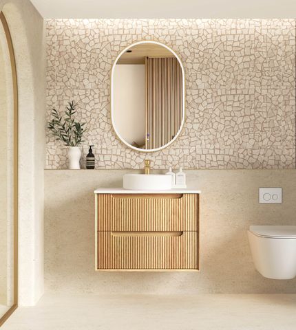 Byron Fluted 750mm Woodland Oak Wall Hung Cabinet Only