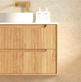 Byron Fluted 750mm Woodland Oak Wall Hung Cabinet Only — detail 4