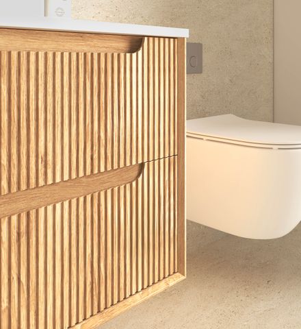 Byron Fluted 750mm Woodland Oak Wall Hung Cabinet Only — detail 5