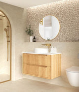 Byron Fluted 900mm Woodland Oak Wall Hung Cabinet Only — detail 2
