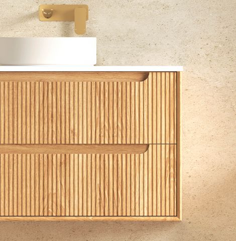 Byron Fluted 1500mm Woodland Oak Wall Hung Cabinet Only — detail 4