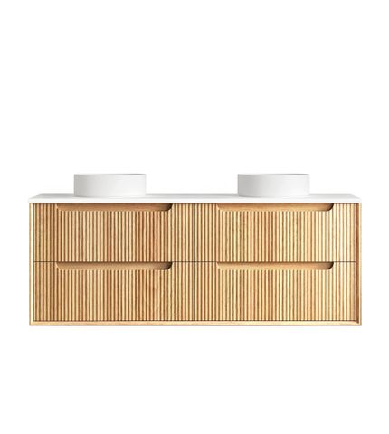 Byron Fluted 1500mm Woodland Oak Wall Hung Cabinet Only — detail 8
