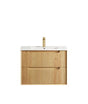 Byron Fluted 750mm Woodland Oak Wall Hung Vanity with Ceramic Top