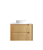 Byron Fluted 750mm Woodland Oak Wall Hung Vanity with Pure White Top