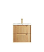 Byron Fluted 600mm Woodland Oak Wall Hung Vanity with Ceramic Top