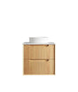 Byron Fluted 600mm Woodland Oak Wall Hung Vanity with Natural Carrara Marble Top