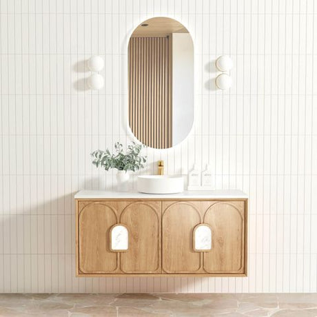 Laguna Mark II 1200mm Woodland Oak Wall Hung Vanity with Pure White Top